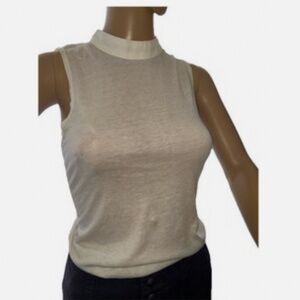 Chaser Hi-Neck Sleeveless Top w/Deep V in Back-White - Size Small- New w/Tags